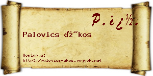 Palovics Ákos névjegykártya